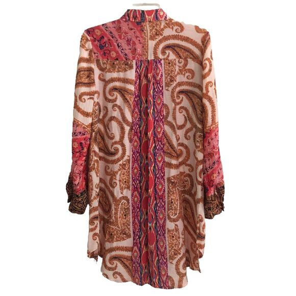 Soft Surrounding Brynn Tunic Blouse Womens Size S Silk Boho Indie Velvet Trim - Picture 5 of 16